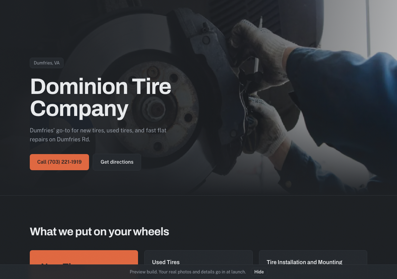 Tire shop website